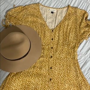 Mustard Ditsy Floral Dress